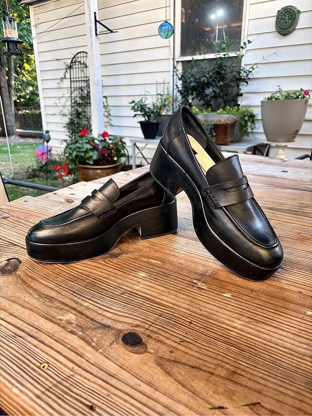 Dolce Vita Women’s Size 9 Black Leather Platform Penny Loafers Chunky Heel